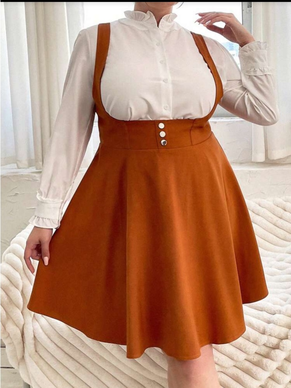 Rust Brown Pinafore Fit & Flare Dress Size 14/1XL NWT